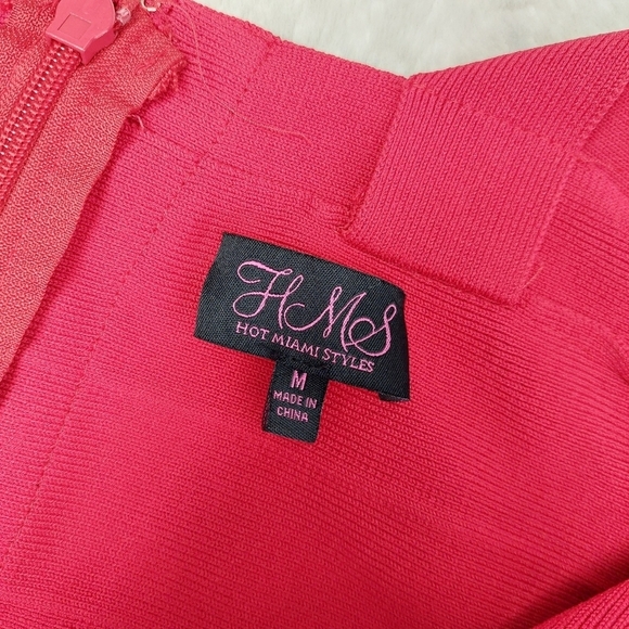 HMS Red Sleeveless Square Neck Bandage Bodycon Dress 6202 - Picture 5 of 7